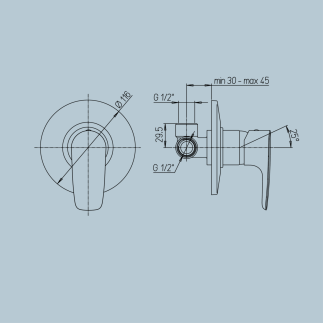 JACUZZI - MISCELATORE INCASSO DOCCIA CROMO SERIE ALBA