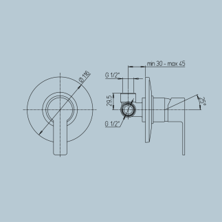 JACUZZI - MISCELATORE INCASSO DOCCIA CROMO SERIE EOLO