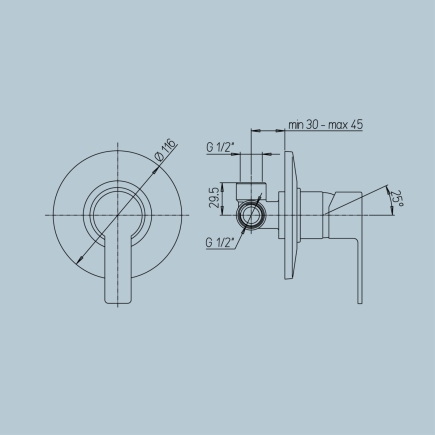 JACUZZI - MISCELATORE INCASSO DOCCIA CROMO SERIE EOLO